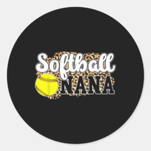 Softball-Oma Leopard-Oma eines Softballspielers Runder Aufkleber