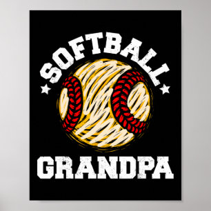 Softball-Opa bedrängt Vintage lustiger Opa Poster