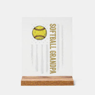 Softball-Opa Vintage-Flagge Vektor-Design_1 Acrylschild