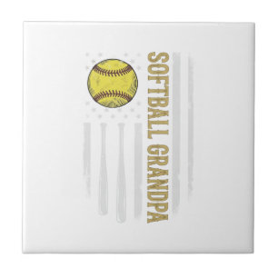 Softball-Opa Vintage-Flagge Vektor-Design_1 Fliese
