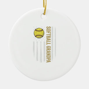 Softball-Opa Vintage-Flagge Vektor-Design_1 Keramik Ornament