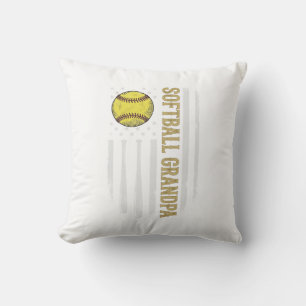 Softball-Opa Vintage-Flagge Vektor-Design_1 Kissen