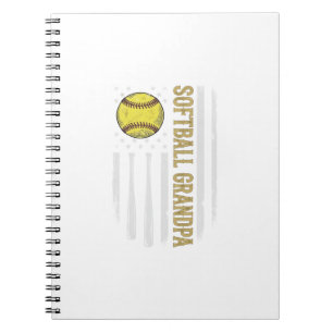 Softball-Opa Vintage-Flagge Vektor-Design_1 Notizblock