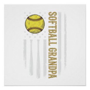 Softball-Opa Vintage-Flagge Vektor-Design_1 Poster