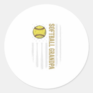 Softball-Opa Vintage-Flagge Vektordesign_1 Runder Aufkleber