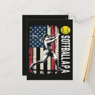 Softball Papa Amerikanische US-Flagge Feiertagspostkarte