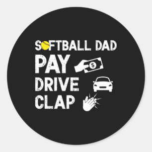 Softball Papa Pay Drive Softball Spieler Dad Softl Runder Aufkleber