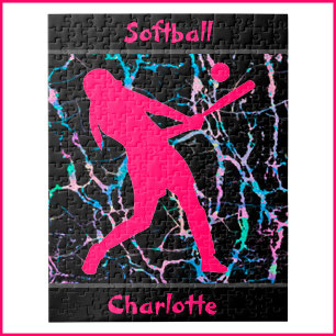 Softball Pink / Schwarz / Silber Puzzle