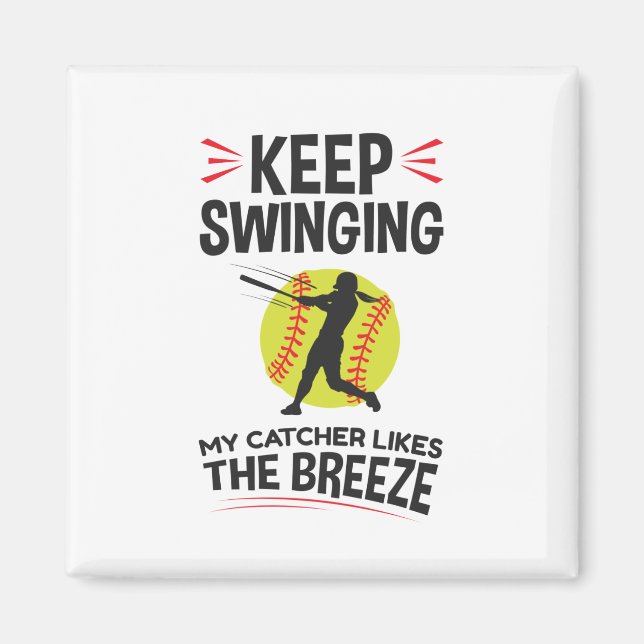 Softball Pitcher Funny Behalten Schwingen Brise Magnet (Vorne)