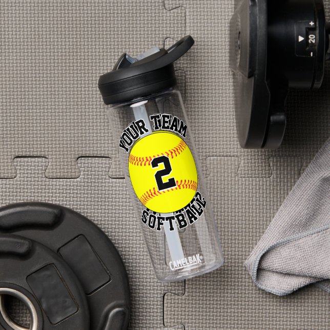 Softball Player Benutzerdefinierter Teamname und J Trinkflasche (Fitnessstudio (gedreht))