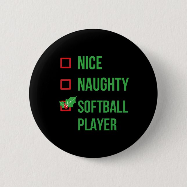 Softball Player Funny Pajama Weihnachtsgeschenk Button (Vorderseite)