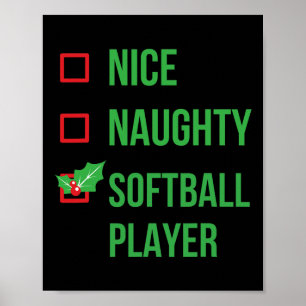 Softball Player Funny Pajama Weihnachtsgeschenk Poster