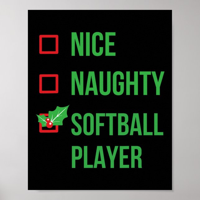 Softball Player Funny Pajama Weihnachtsgeschenk Poster (Vorne)