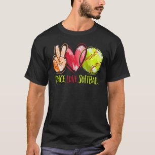 Softball Player Girls Peace Liebe Softball T-Shirt