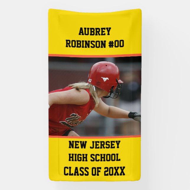 Softball Player Graduation Grad Senior Outdoor Banner (Vertikal)