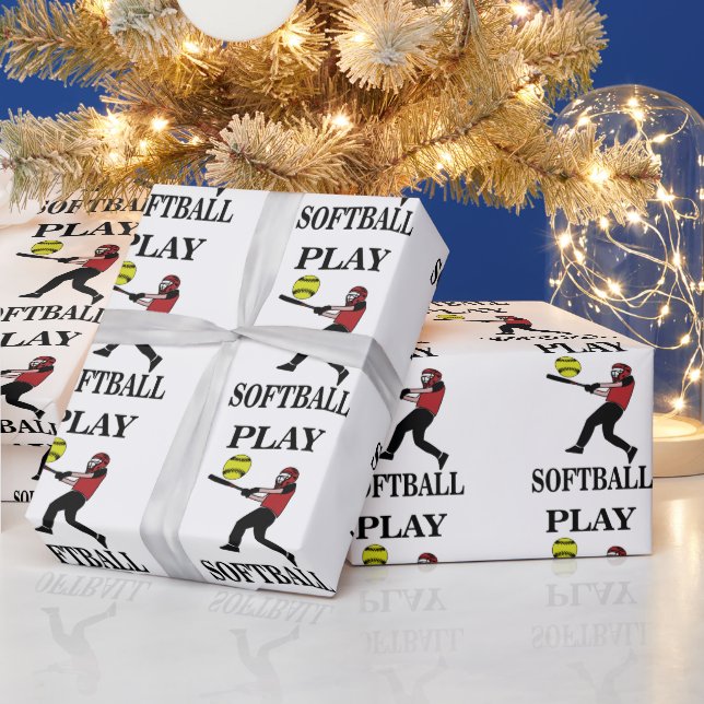 Softball Player Play Softball Geschenkpapier (Feiertage)