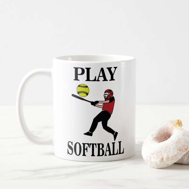 Softball Player Play Softball Kaffeetasse (Mit Donut)