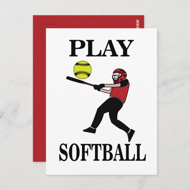 Softball Player Play Softball Postkarte (Vorne/Hinten)