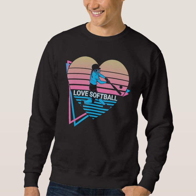 Softball Player Retro Love Softball Sweatshirt (Vorderseite)
