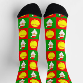 Softball Player Weihnachtsfeiertag Socken