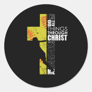 Softball Players N Christlich Religious Runder Aufkleber