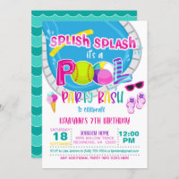 Softball Pool Party Geburtstagseinladung - Mädchen