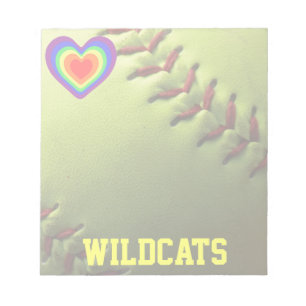 Softball Pride Rainbow Herz und Name Notizblock
