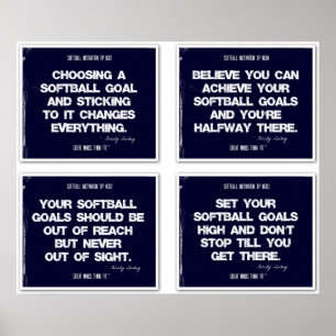 Softball Quotes Blue Collage 1-4 Poster
