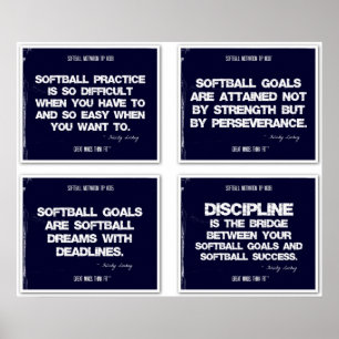 Softball Quotes Blue Collage 5-8 Poster