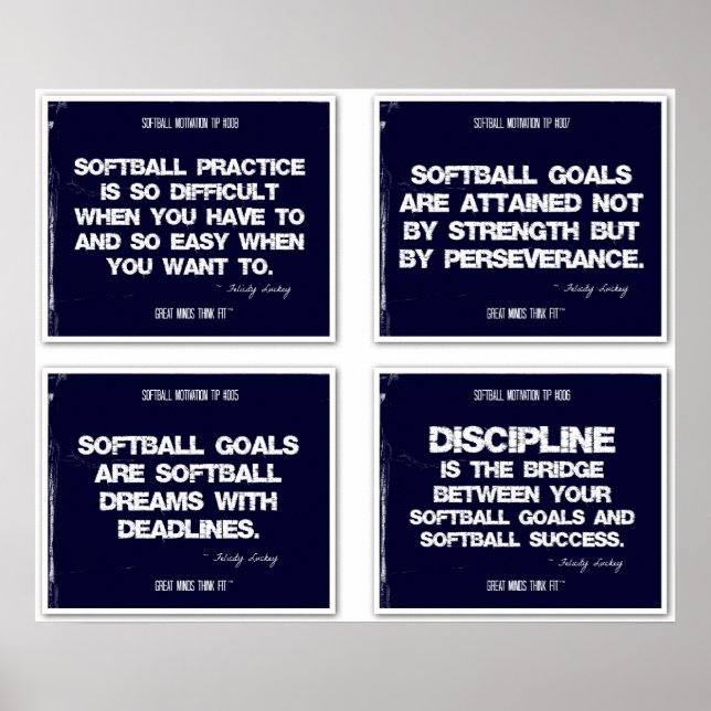 Softball Quotes Blue Collage 5-8 Poster (Vorne)