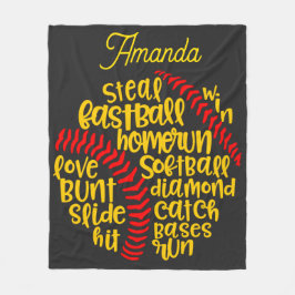Softball-Redewendungen Spaß Monogram Fleecedecke