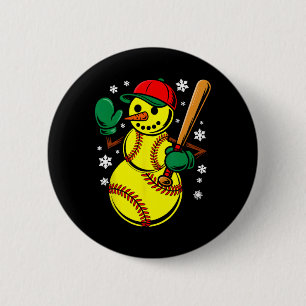 Softball-Santa-Hut-Schneemann-Weihnachten-Lustiger Button