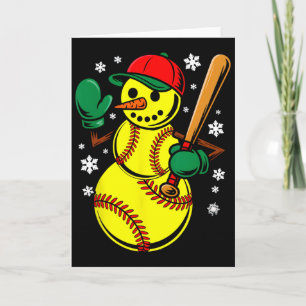 Softball-Santa-Hut-Schneemann-Weihnachten-Lustiger Karte