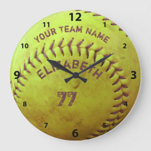 Softball-schmutzige Namensteam-Zahl-Ball-Uhr Große Wanduhr