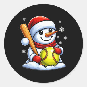 Softball Schneemann Santa Hut Weihnachten Xmas Jun Runder Aufkleber