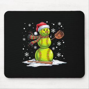 Softball-Schneemann Softball-Spieler Santa-Hut Chr Mousepad