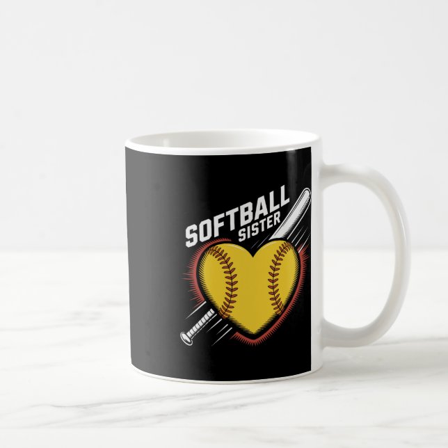 Softball-Schwester-Leben Fastpitch Herz Mit Bat Gr Kaffeetasse (Rechts)