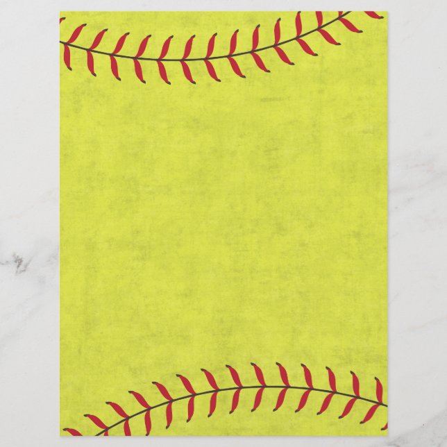 Softball-Scrapbook-Papier mit roten Nähten (Vorderseite)