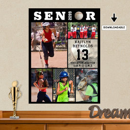 Softball Senior Abschluss 6 FotoCollage Poster