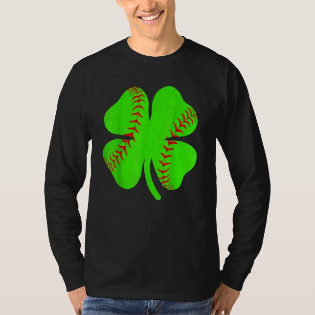 Softball Shamrock Glücksklee Irischer St. Patrick' T-Shirt (Vorderseite)