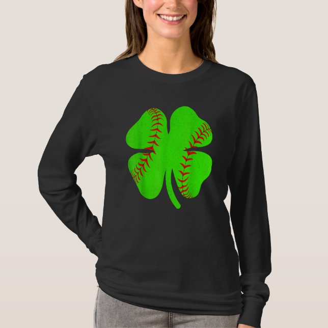 Softball Shamrock Lucky Clover Irish St Patrick's  T-Shirt (Vorderseite)
