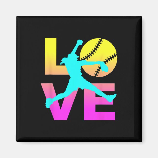 Softball-Shirts für Mädchen Liebe  Magnet (Vorne)