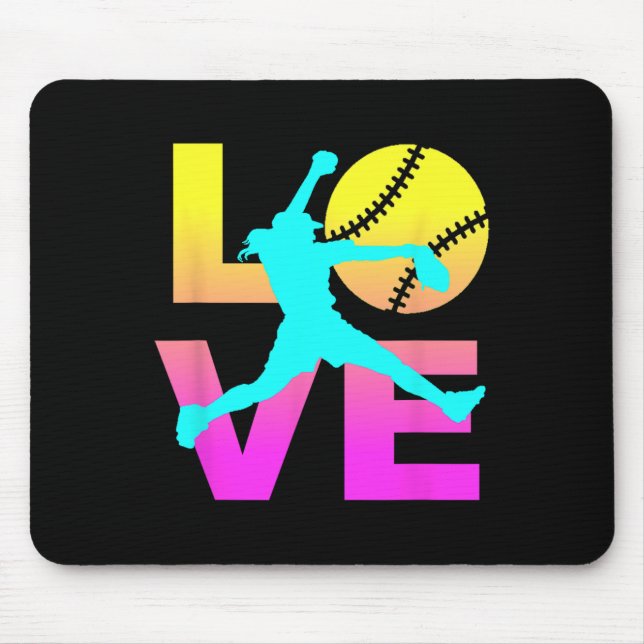 Softball-Shirts für Mädchen Liebe  Mousepad (Vorne)