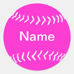Softball-Silhouette-Aufkleber Rosa Runder Aufkleber