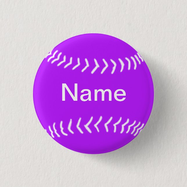 Softball-Silhouette-Knopf lila Button (Vorderseite)