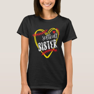 Softball Sister Softball Herz Schnürsenkel Niedlic T-Shirt