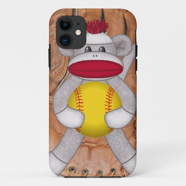 Softball-Socken-Affe iPhone oder Case-Mate iPhone Hülle (Rückseite)