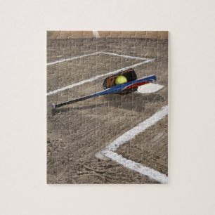 Softball, Softball, Handschuh und Fledermaus am Zu Puzzle