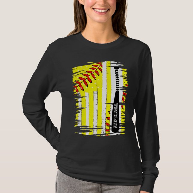Softball Softball Player US Flag Themed Sport Coac T-Shirt (Vorderseite)