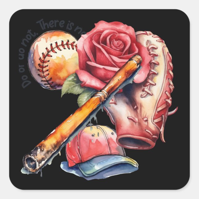 Softball Sommer Quadratischer Aufkleber (Vorderseite)
